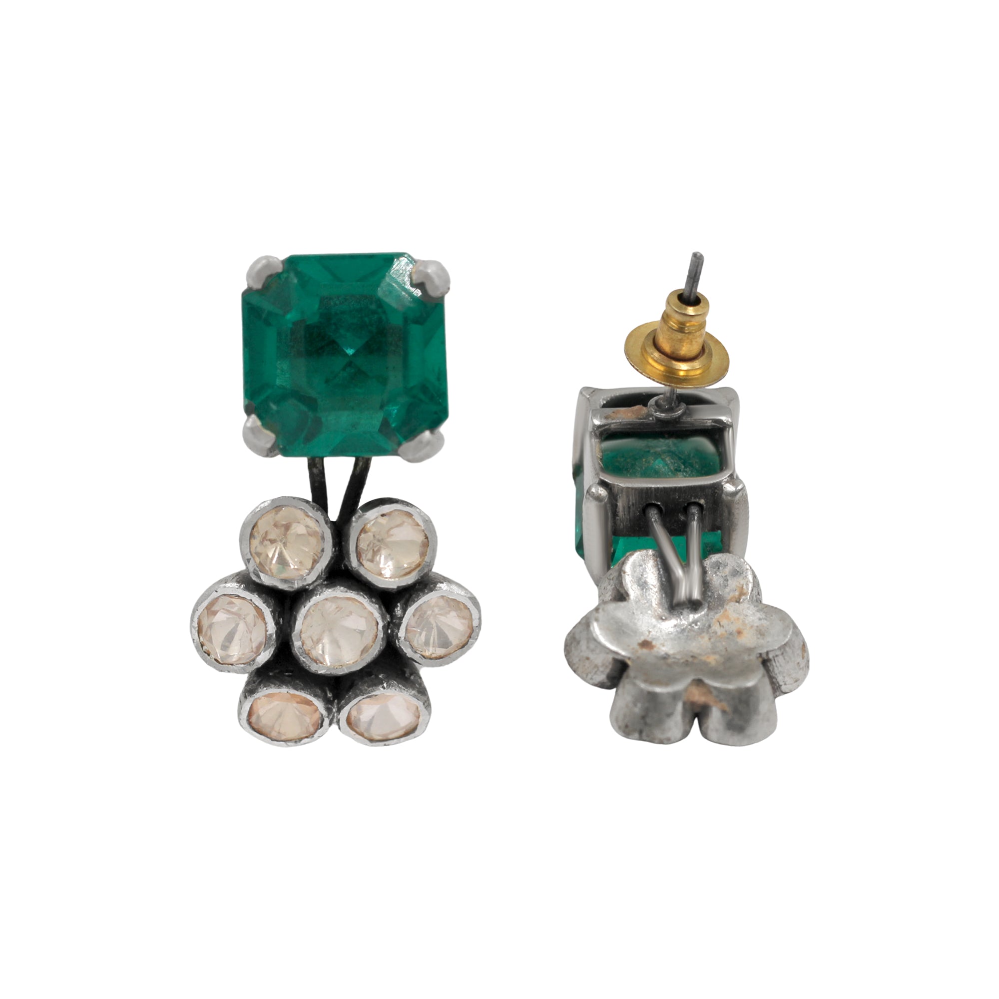 Sangeeta Boochra Handcrafted Silver Polki Earrings