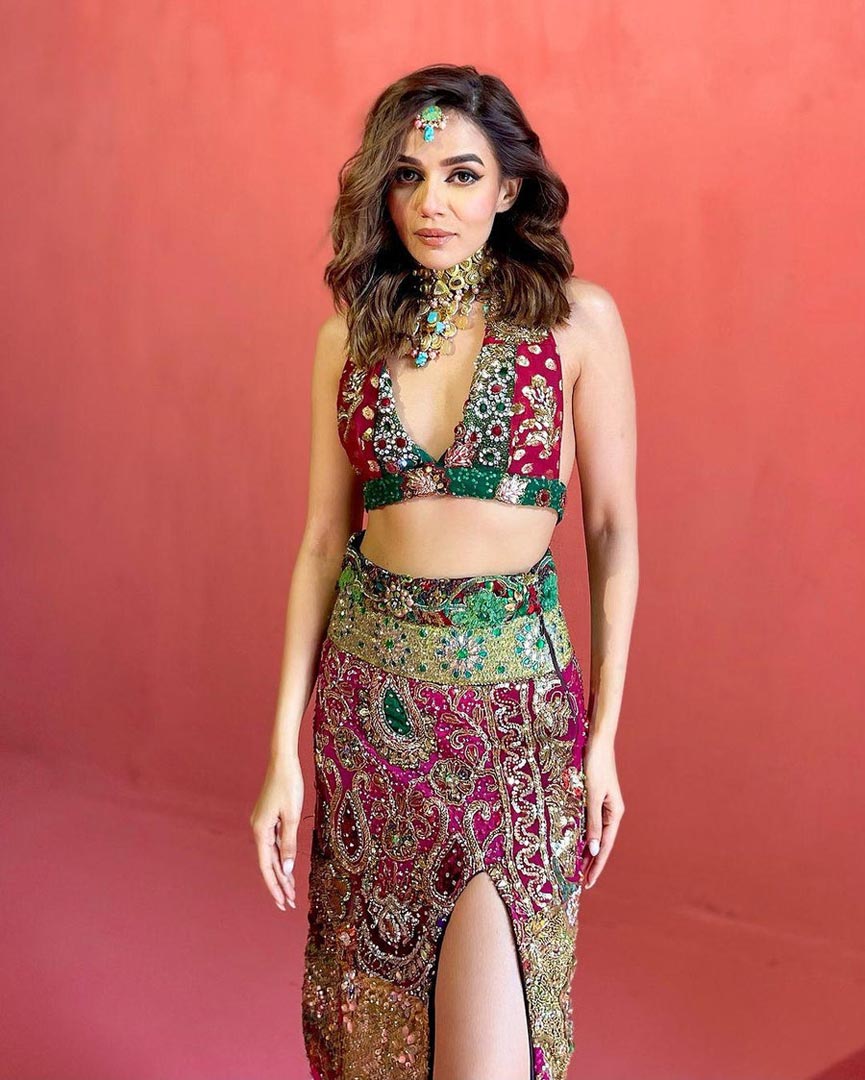 Purple Embellished Skirt Set | Luxury Designer Aurex Outfit