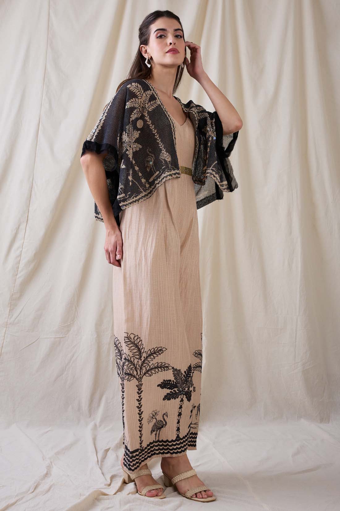 Noorani printed jumpsuit with embroidered jacket SP4721