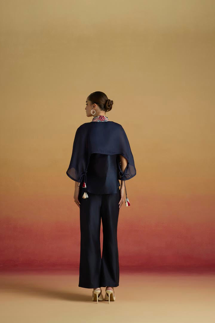 Indigo Chanderi Paisley Embroidered Pants for Luxury Ethnic Wear