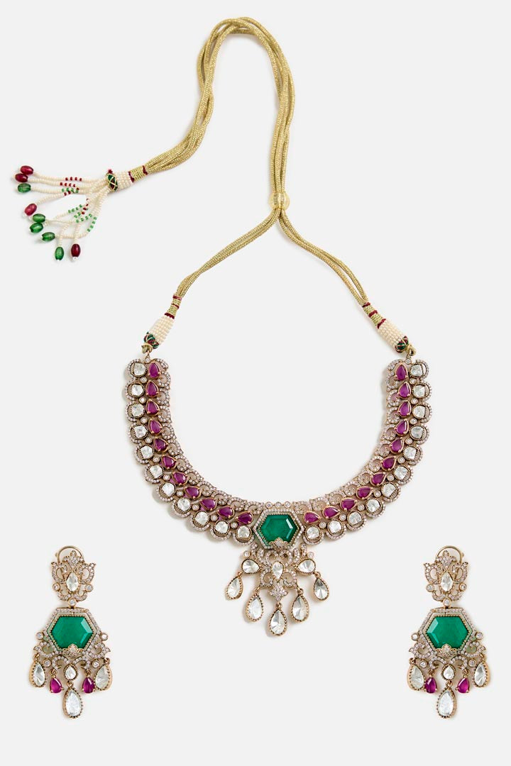 Emerald & Kundan Choker Necklace Set