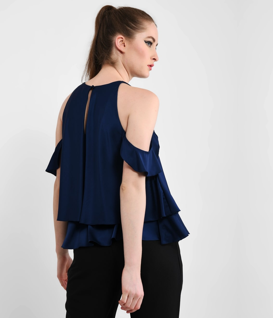 Playful Blue Embellished Tiered Top