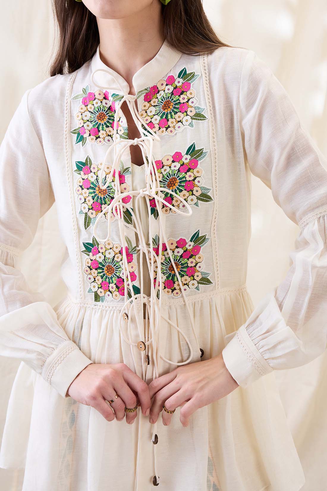 Gulzaar appliqued peplum top with palazzos SP4780