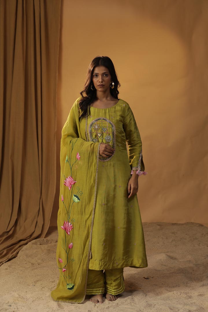 Image of HERBAL GARDEN EMBROIDERED SUIT SET