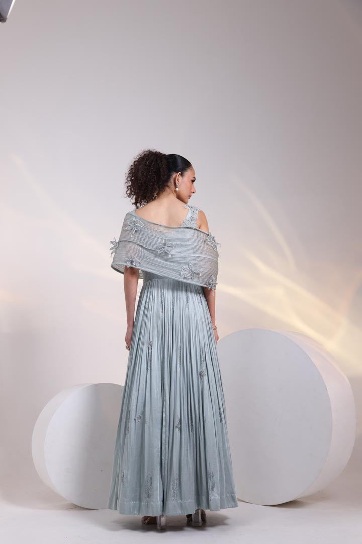 Grey Petal Embroidered Gown AAD531V