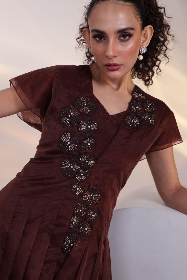 Pearl perfection jumpsuit and cape set AAD487BROWN