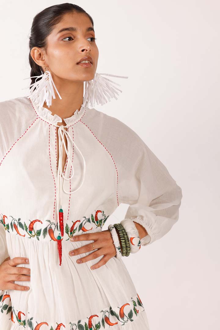 OFF WHITE CHILLY MAXI DRESSNK-DRS-03-RS-S-25