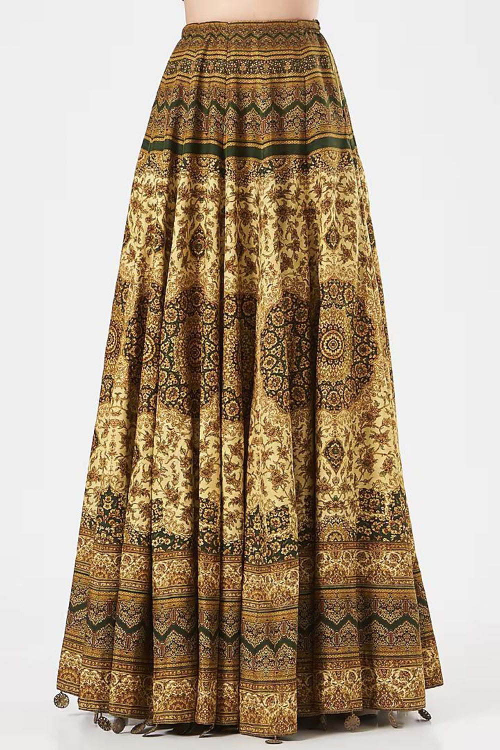 Image of Multi Coloured Silk Printed Skirt Set