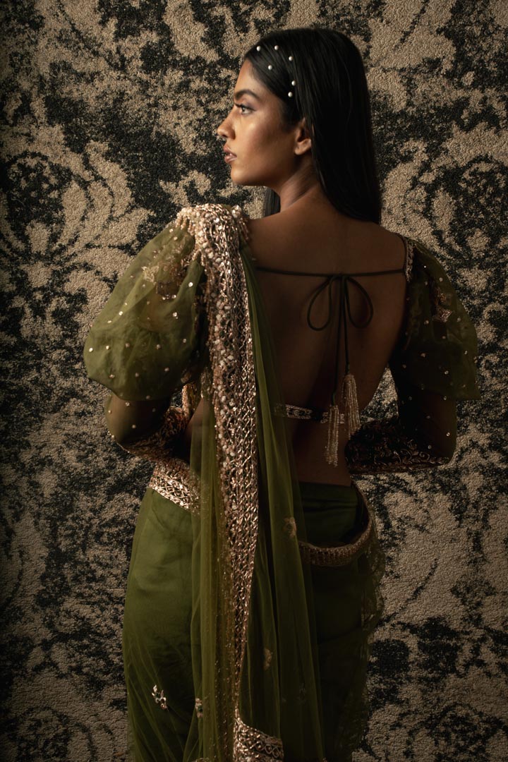 Olive Green Saree