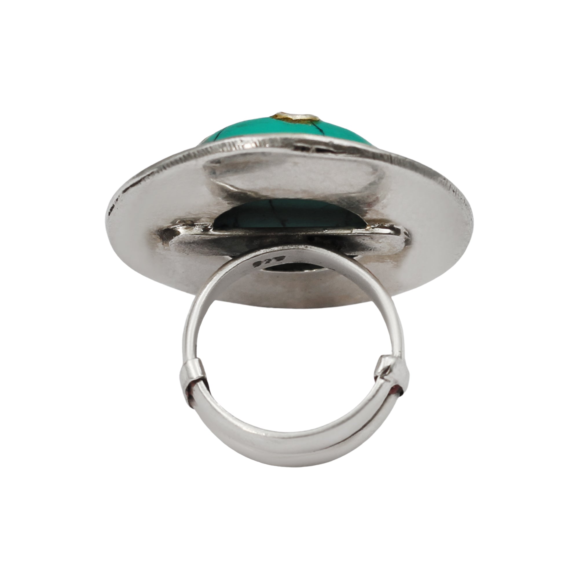 Sangeeta Boochra Handcrafted Turquoise Statement Silver Ring