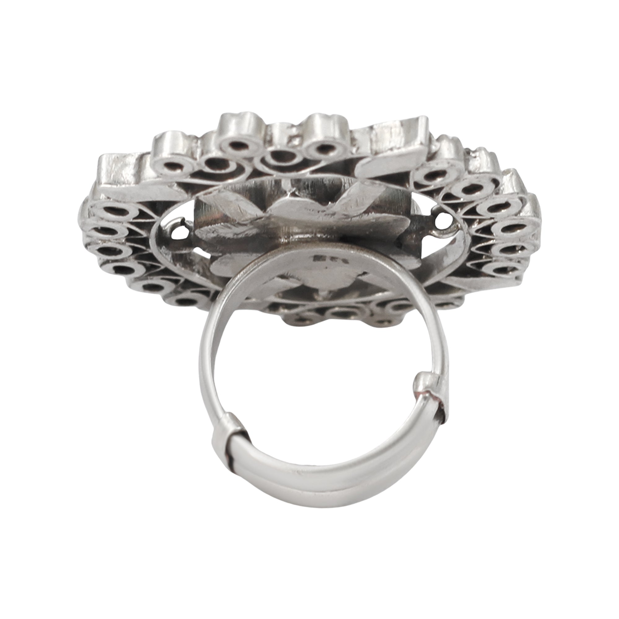 Sangeeta Boochra Handcrafted Silver Floral Statement Ring