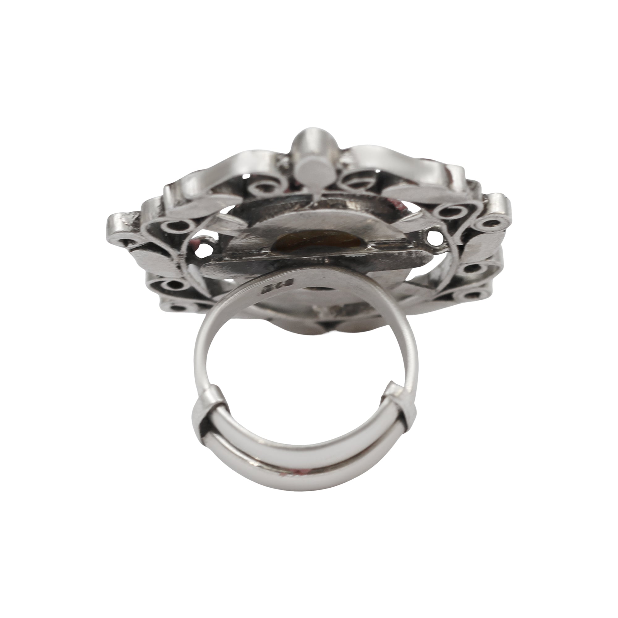 Sangeeta Boochra Mystic Labradorite & Green Stone Silver Ring