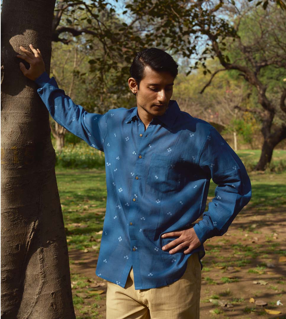 VESPER MEN'S FULL SLEEVE SHIRT - TETRIS JAMDANI