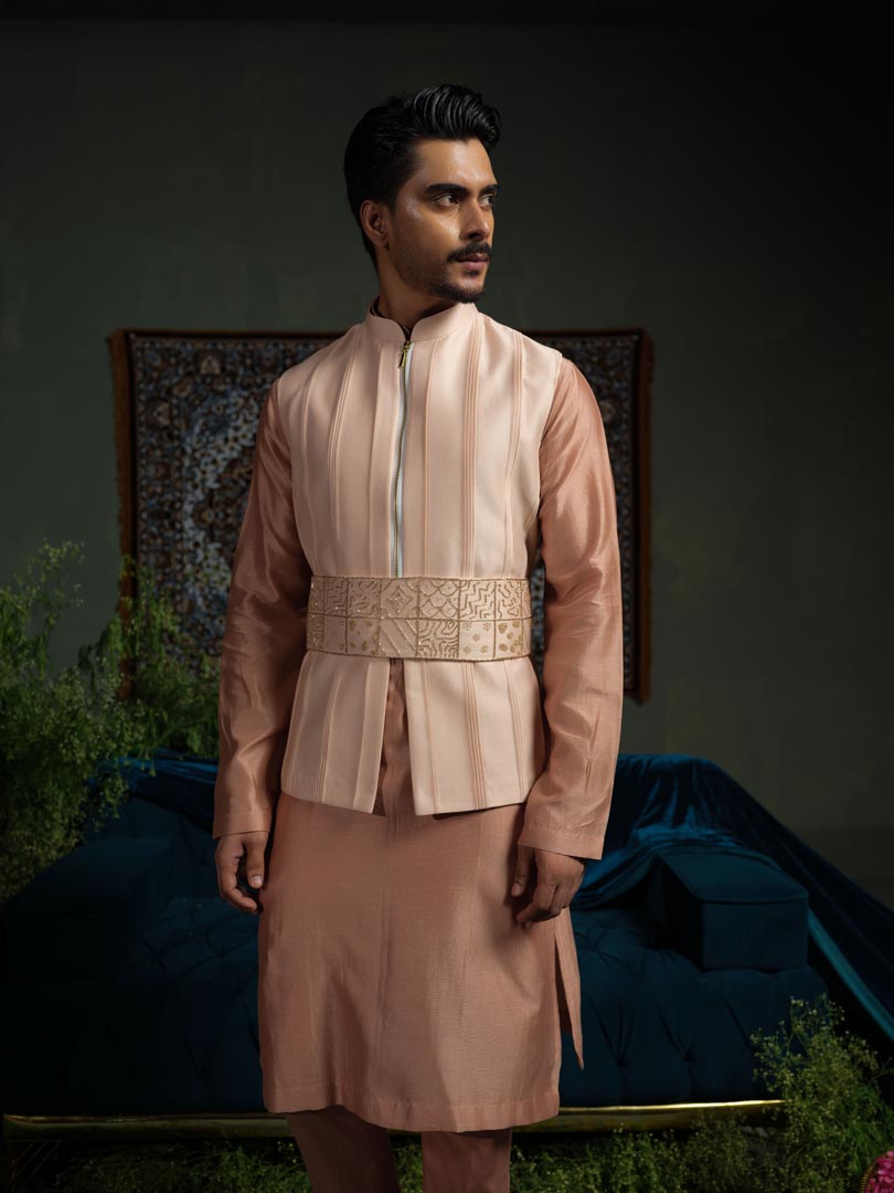 Peach Pink Pintuck Bundi