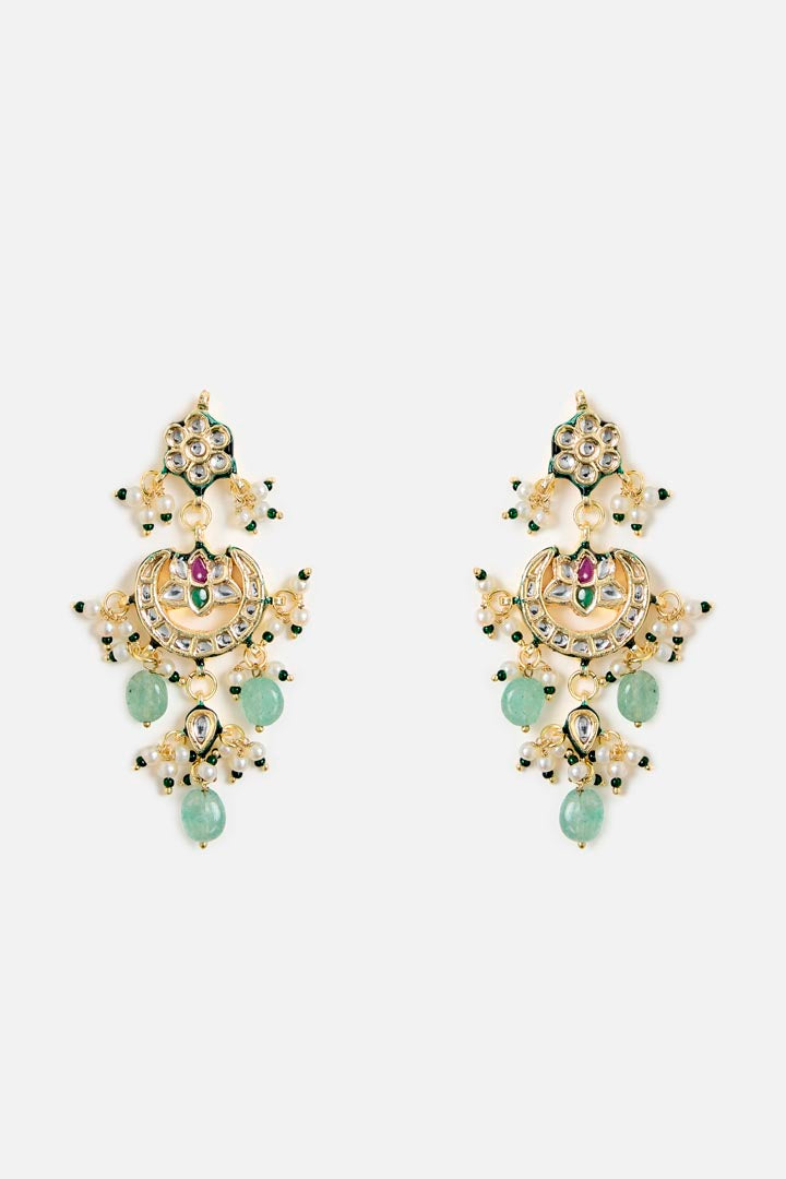 Green Beaded Kundan Choker Necklace Set