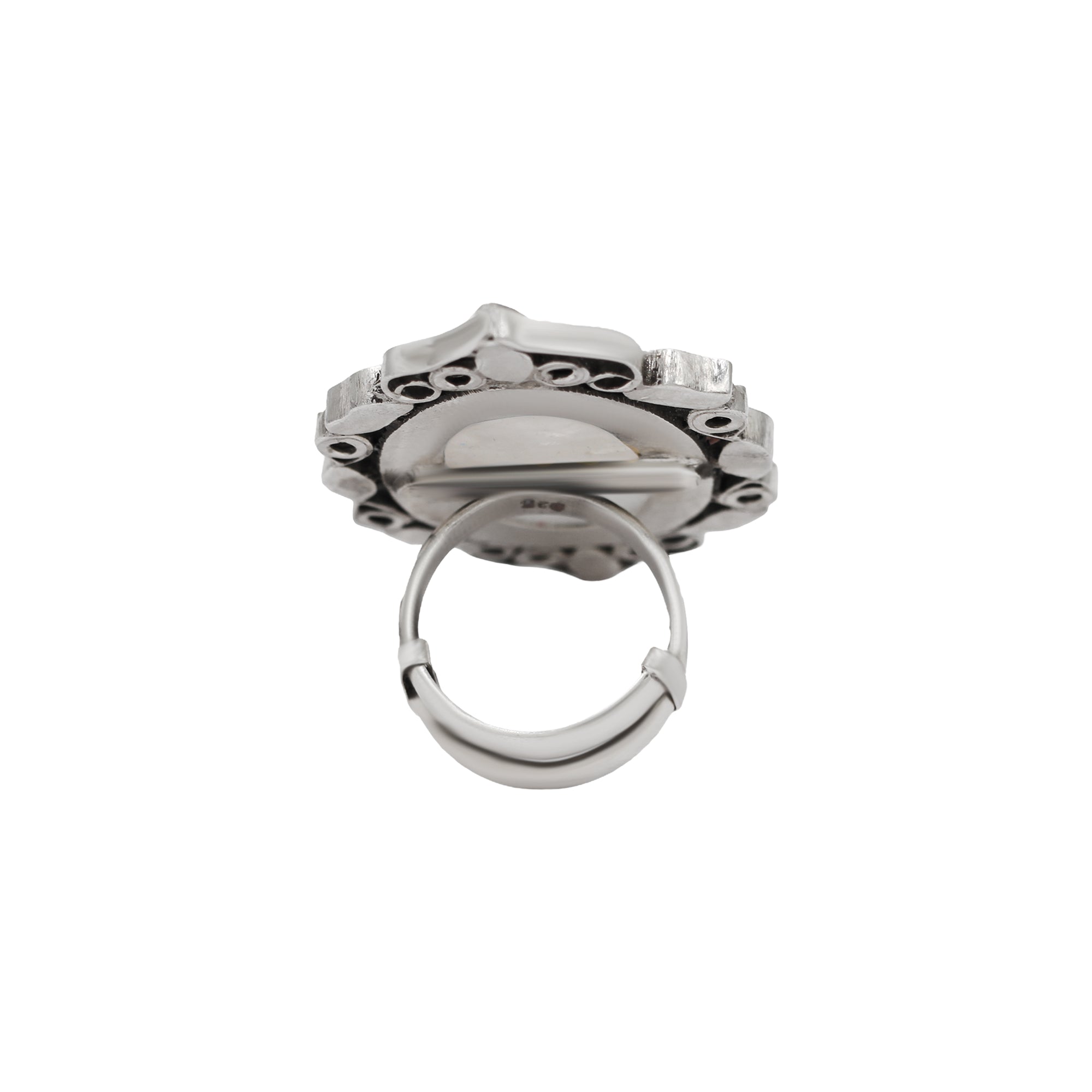 Sangeeta Boochra Handcrafted Silver Kundan Ring with Lapis Stone