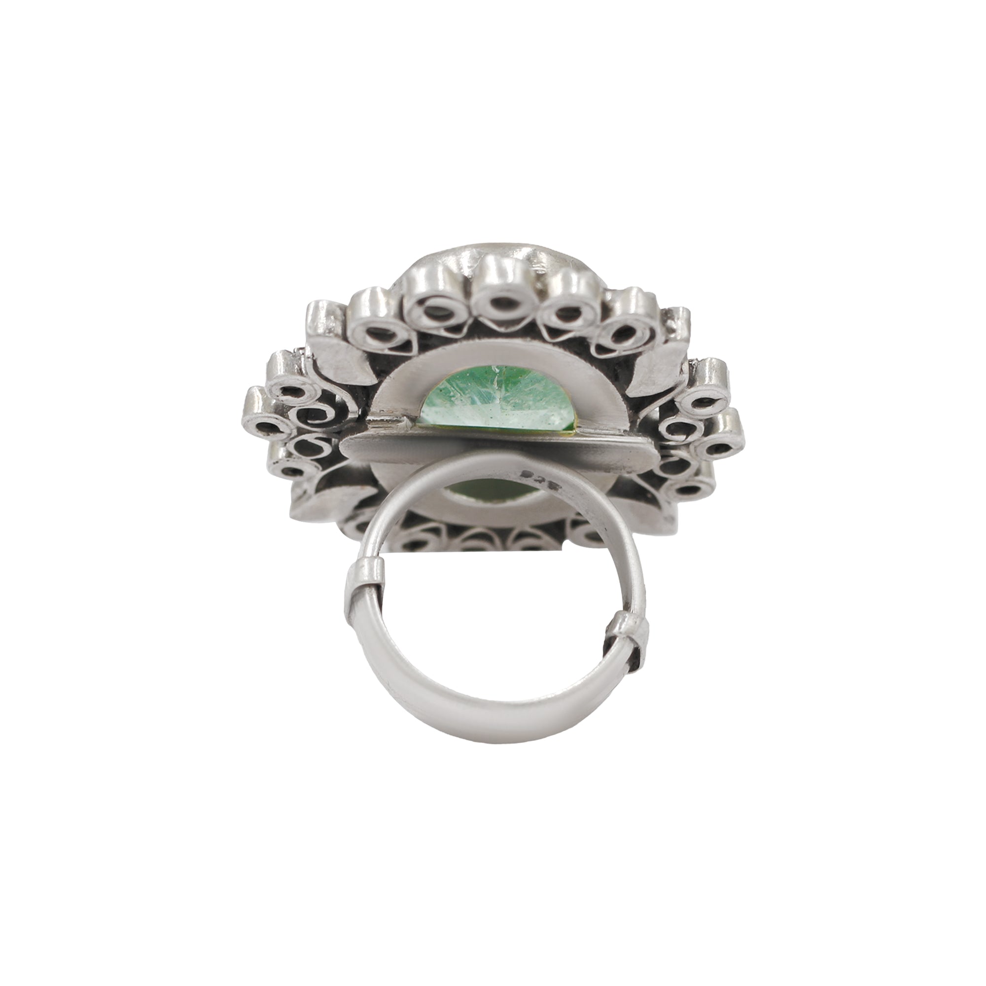 Sangeeta Boochra Oval Cut Stone Silver Statement Ring