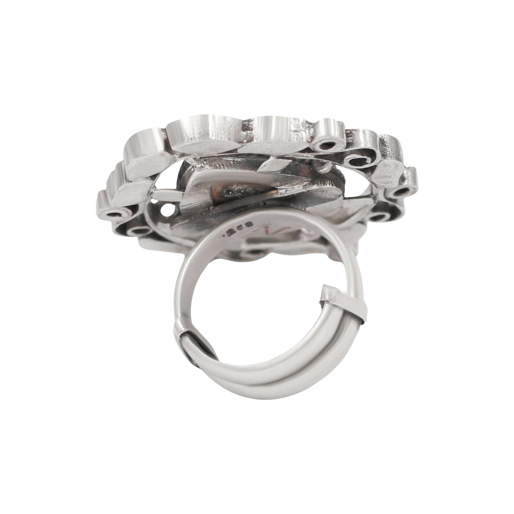 Sangeeta Boochra Handcrafted Kundan Silver Ring