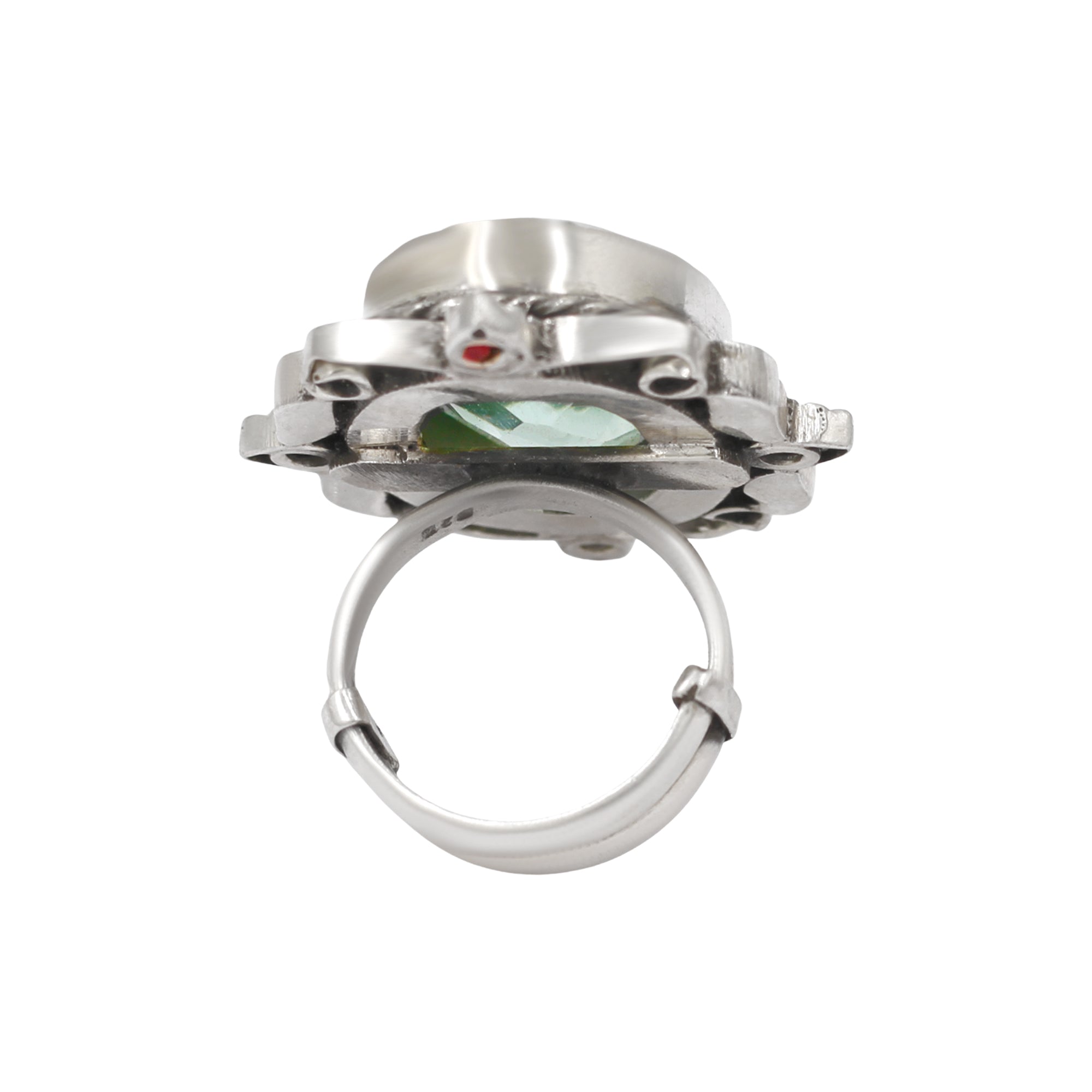 Sangeeta Boochra Vintage-Inspired Oval Faceted Silver Ring