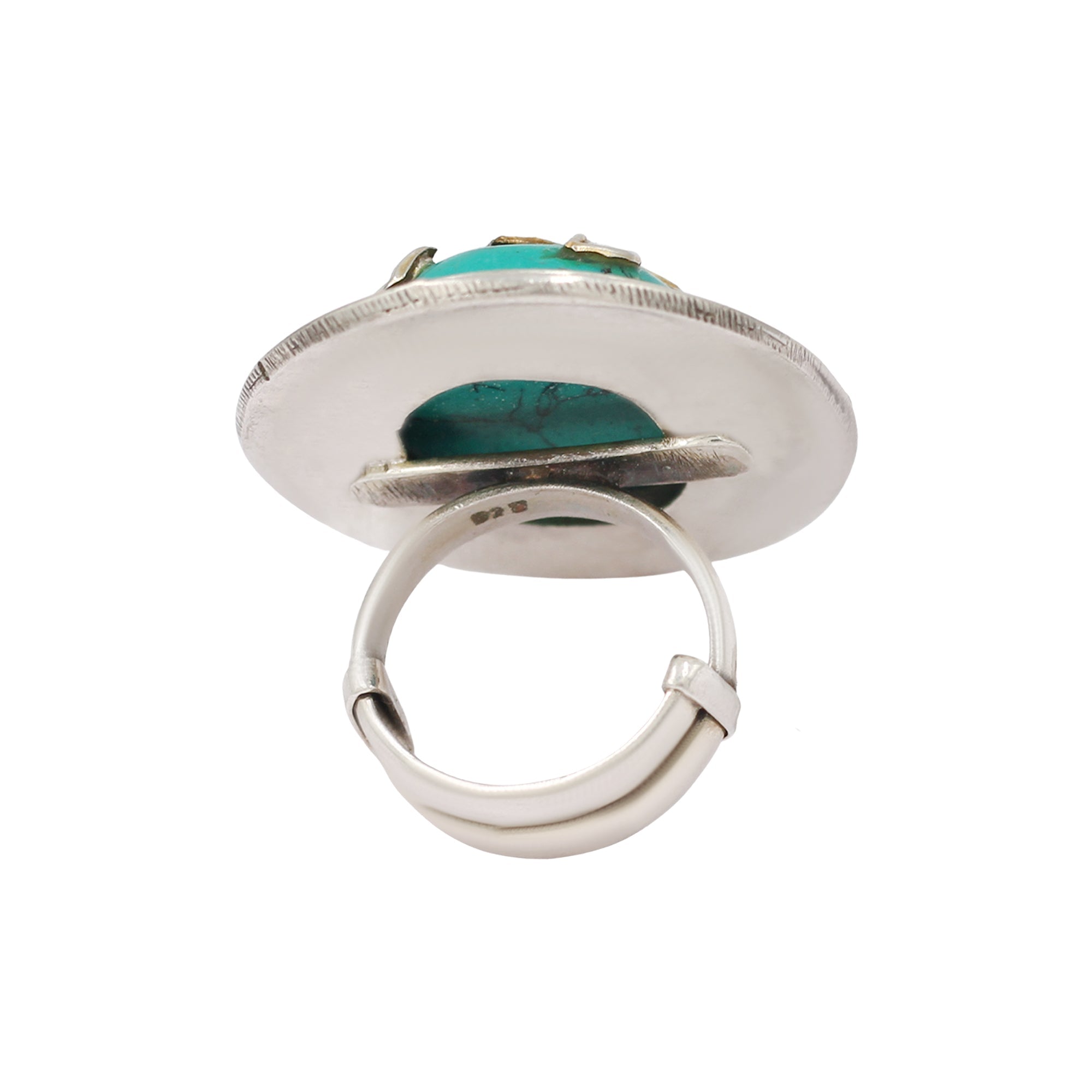Sangeeta Boochra Turquoise & Kundan Silver Statement Ring