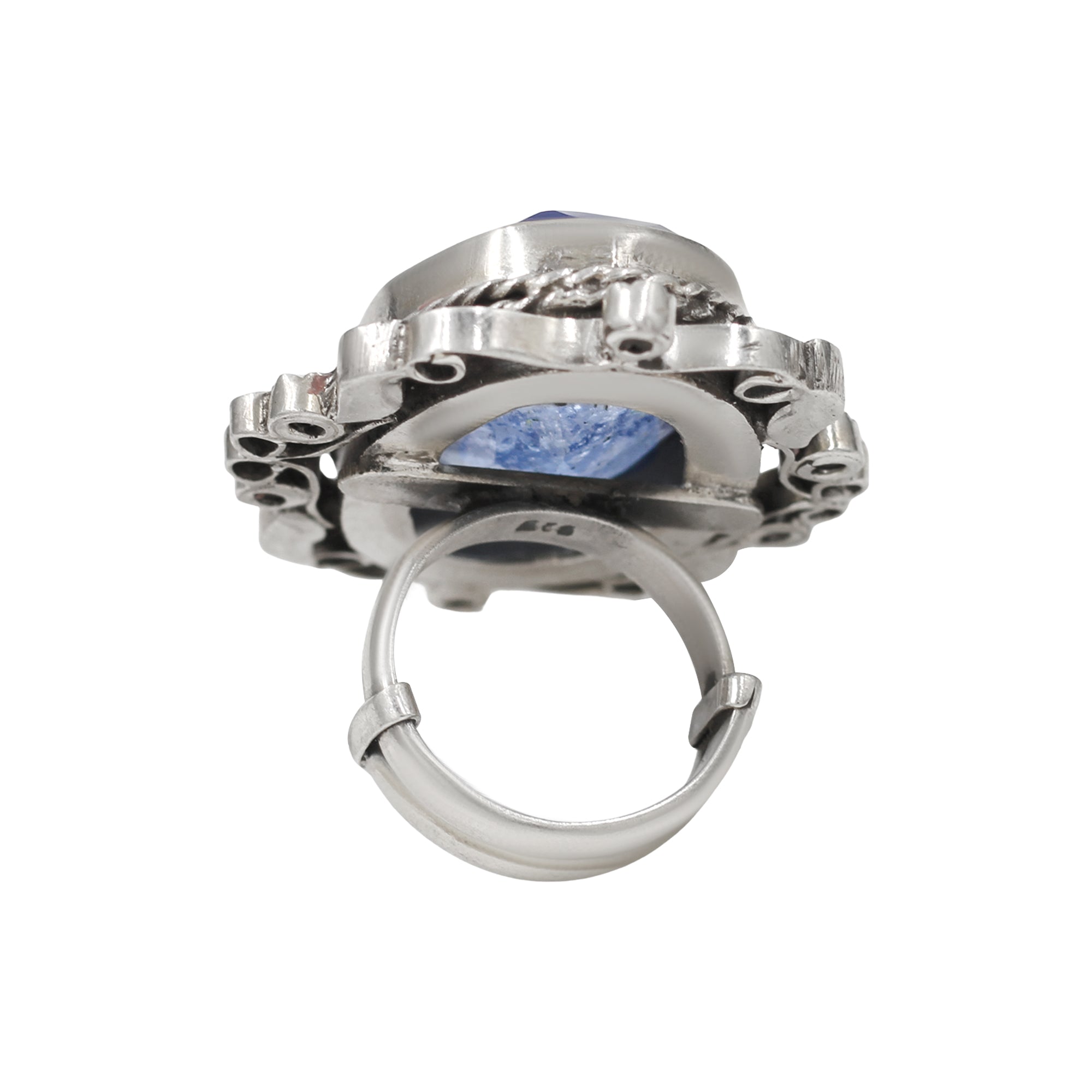 Sangeeta Boochra Handcrafted Blue Stone Silver Ring