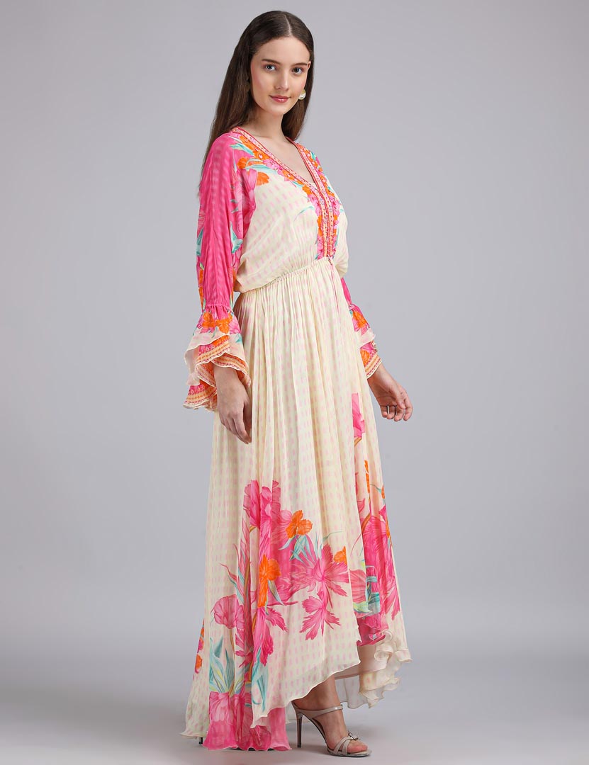 Floral Muse  high-low Kaftan Dress