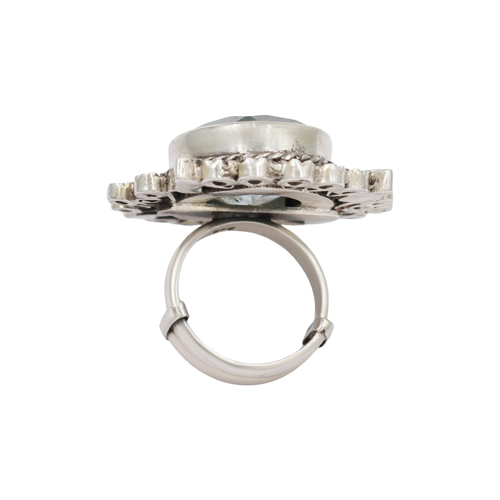 Sangeeta Boochra Designer Silver Ring with Lapis Kundan Accents