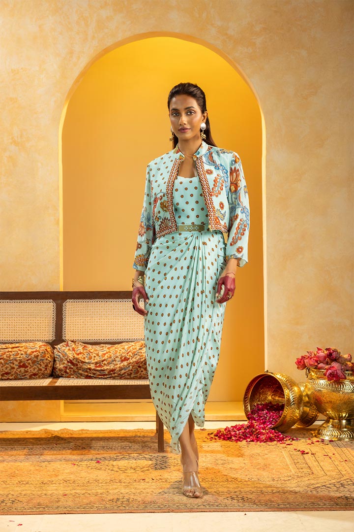 Rangtara embellished drape dress setSP4879