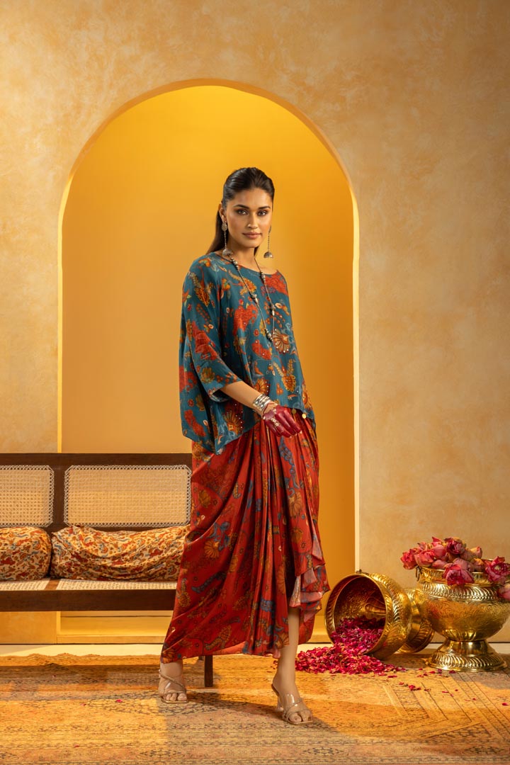 Rangtara embellished drape skirt setSP4826