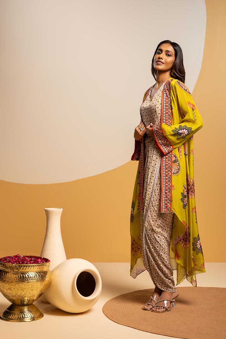 Taarani embellished  drape dress setSP4903