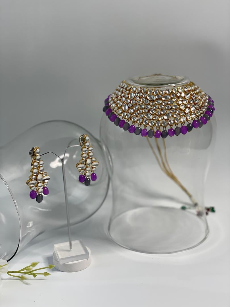 Purple Kundan Set
