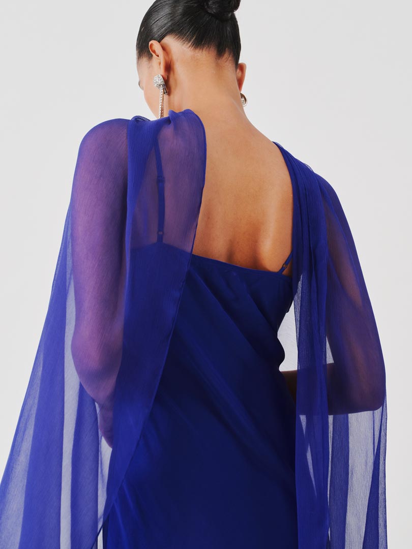 Tyra Slip Dress in Blue with Scarf