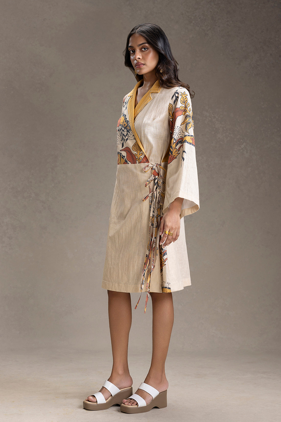 beige kyomi Printed Tunic set