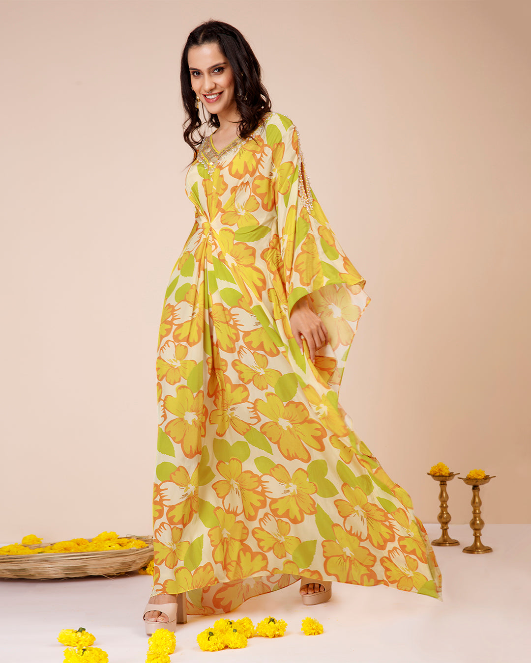 Sunflower kaftan dress