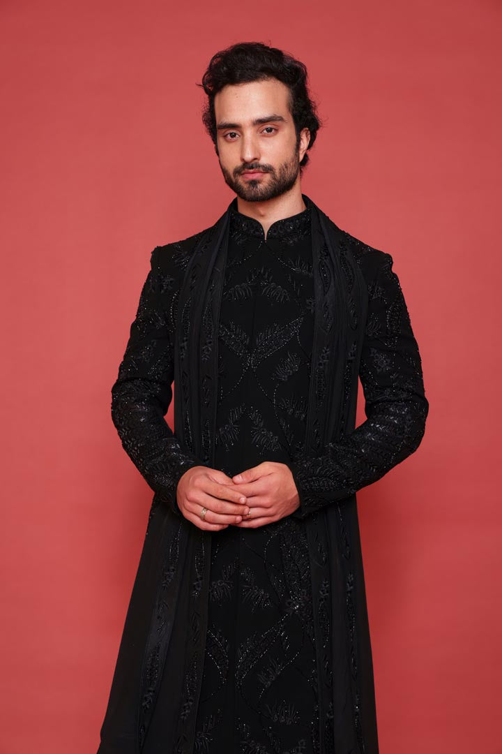 Image of Ebony black Sherwani