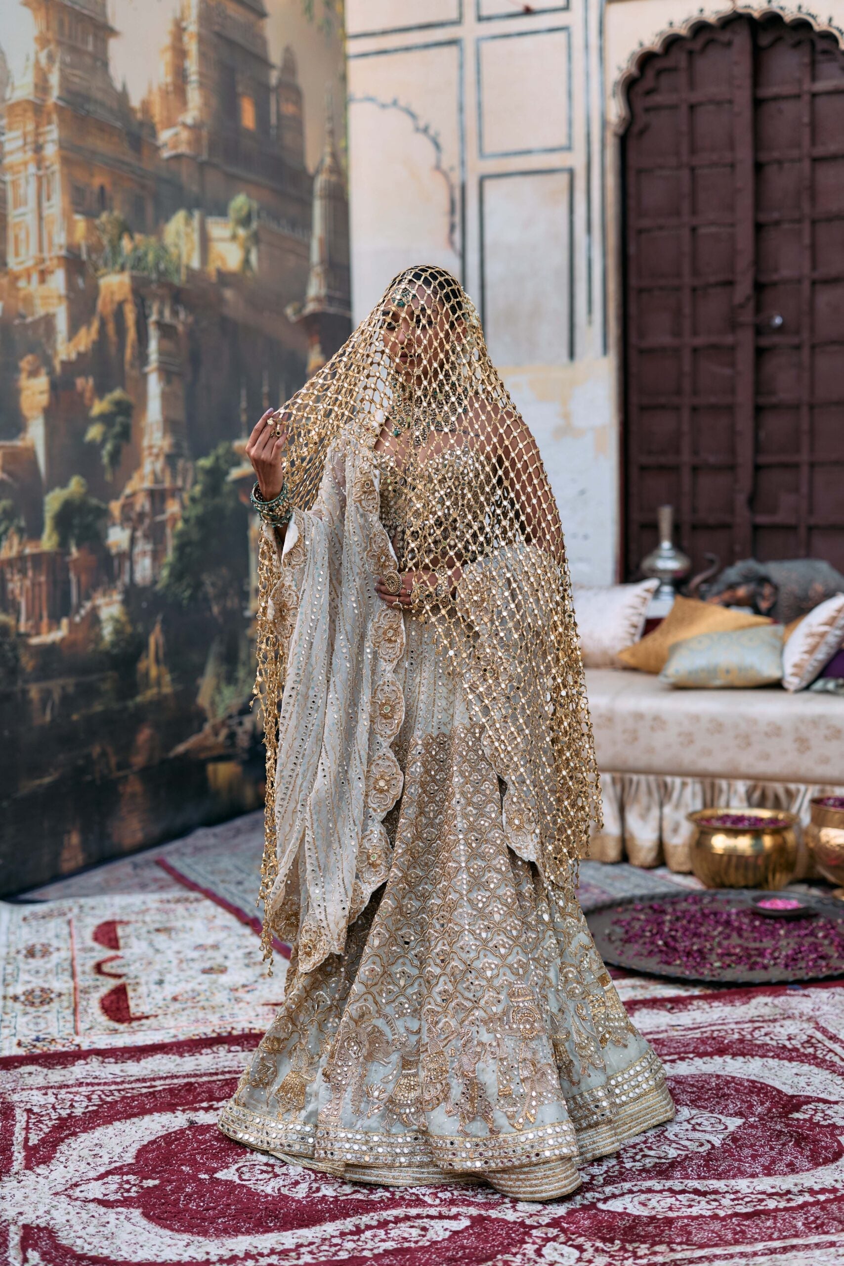 Rajbaraat Lehenga with Sheeshya Veil Set