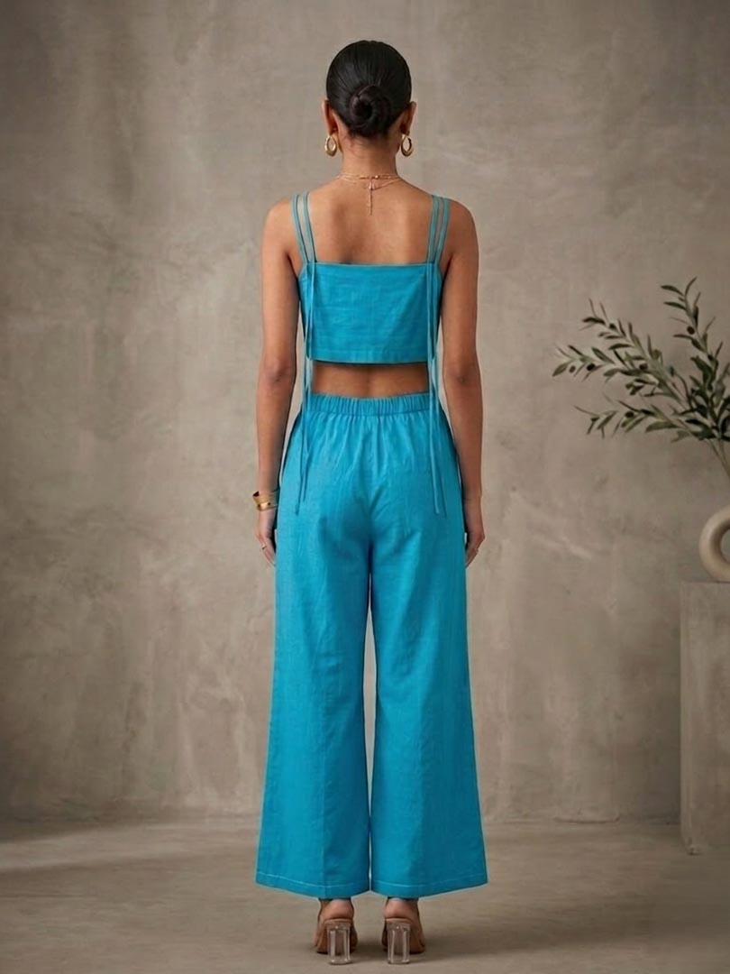 THETAA Celeste  Hand-Embroidered Cotton Poplin Jumpsuit Set
