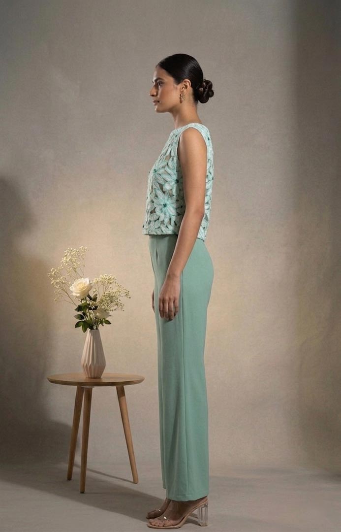 THETAA Elara  Hand-Embroidered Poplin Co-ord Set