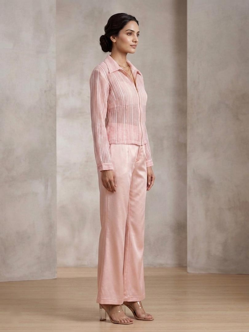 THETAA Aura  Embroidered Satin & Organza Co-ord Set