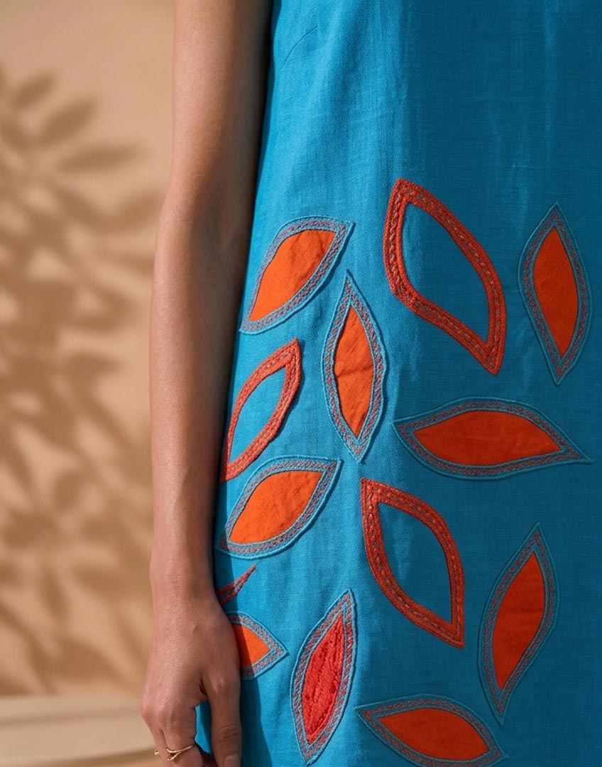 THETAA Amara  Hand-Embroidered Cotton Poplin Dress Set