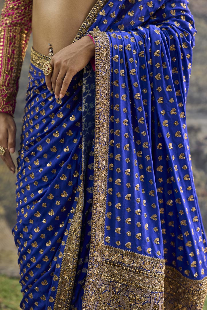 Neelpari Dabka Silk Saree Set