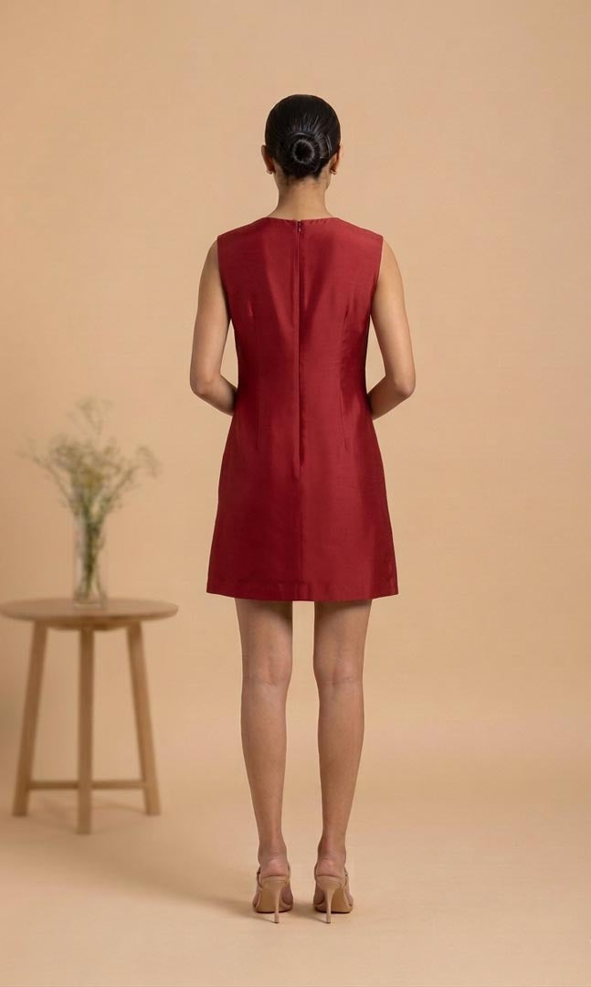 THETAA Liora  Hand-Embroidered Chanderi Cotton Dress