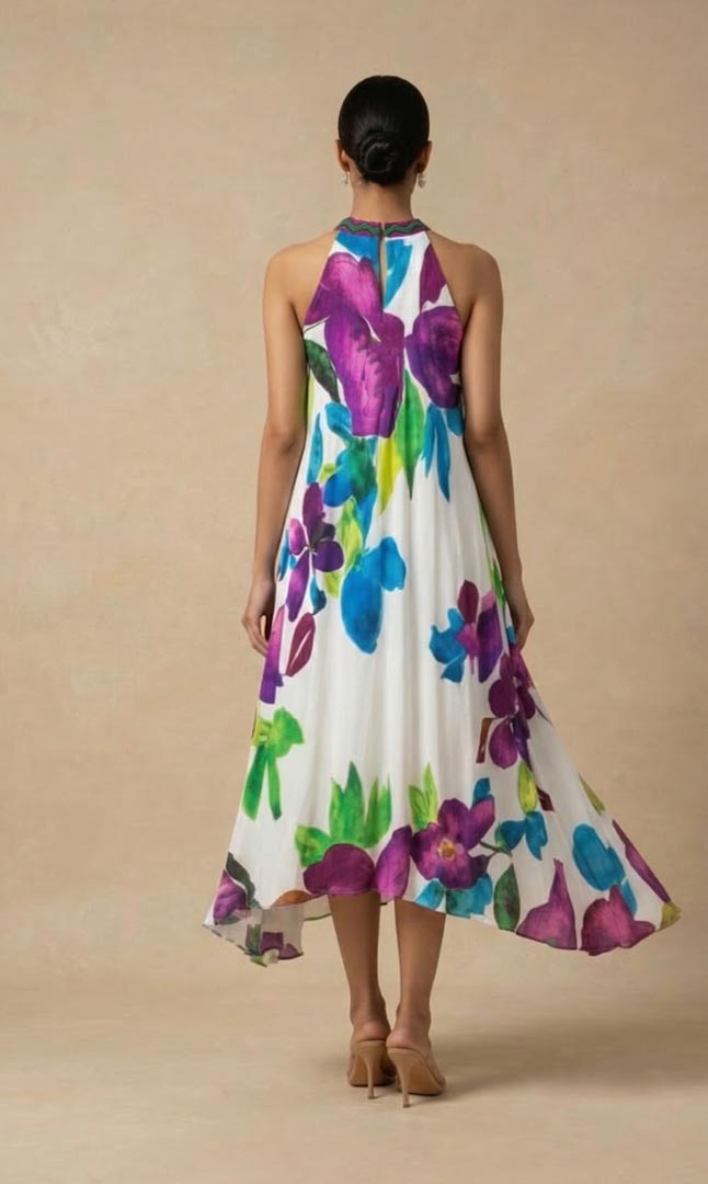 THETAA Isla  Embroidered Silk Shantoon Dress
