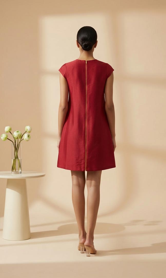 THETAA Sera  Embroidered Chanderi Cotton Dress