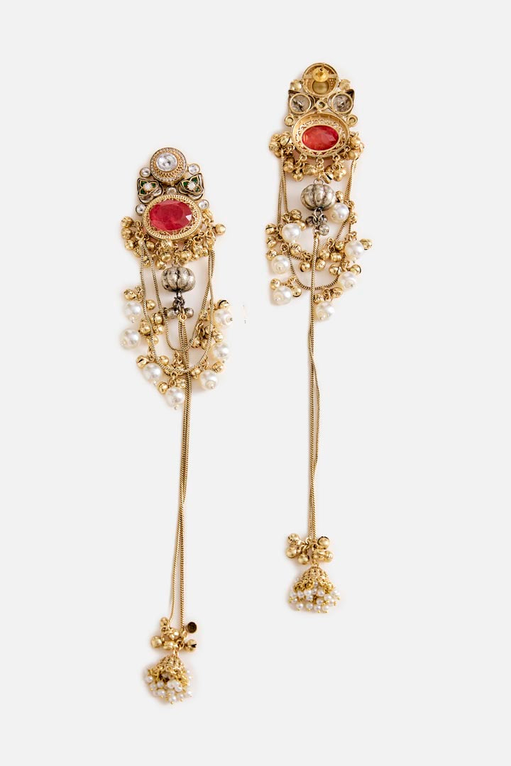 Pearl Drop Kundan Statement Earrings