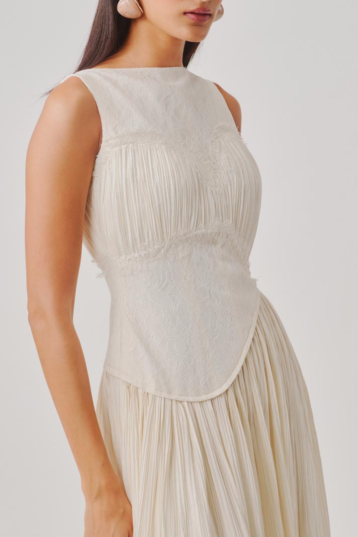 Ivory Ruched Corset Dress