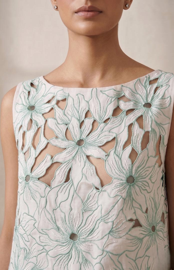 THETAA Avira  hand embroidered cutwork dress