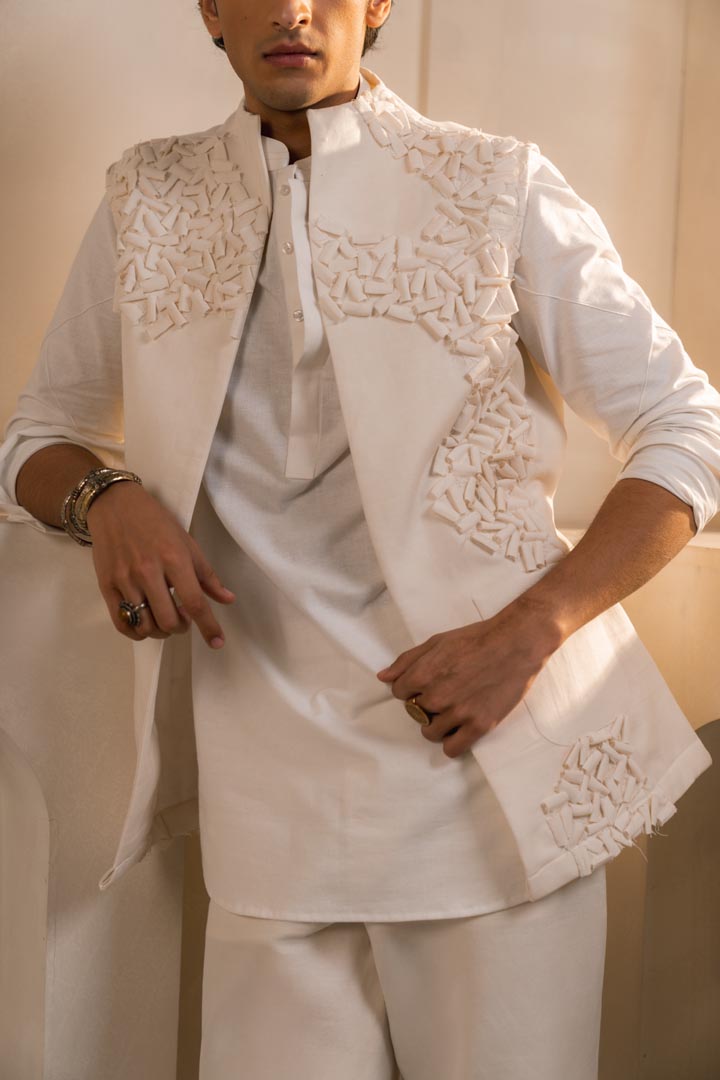 Ivory Cotton Linen Shacket Set