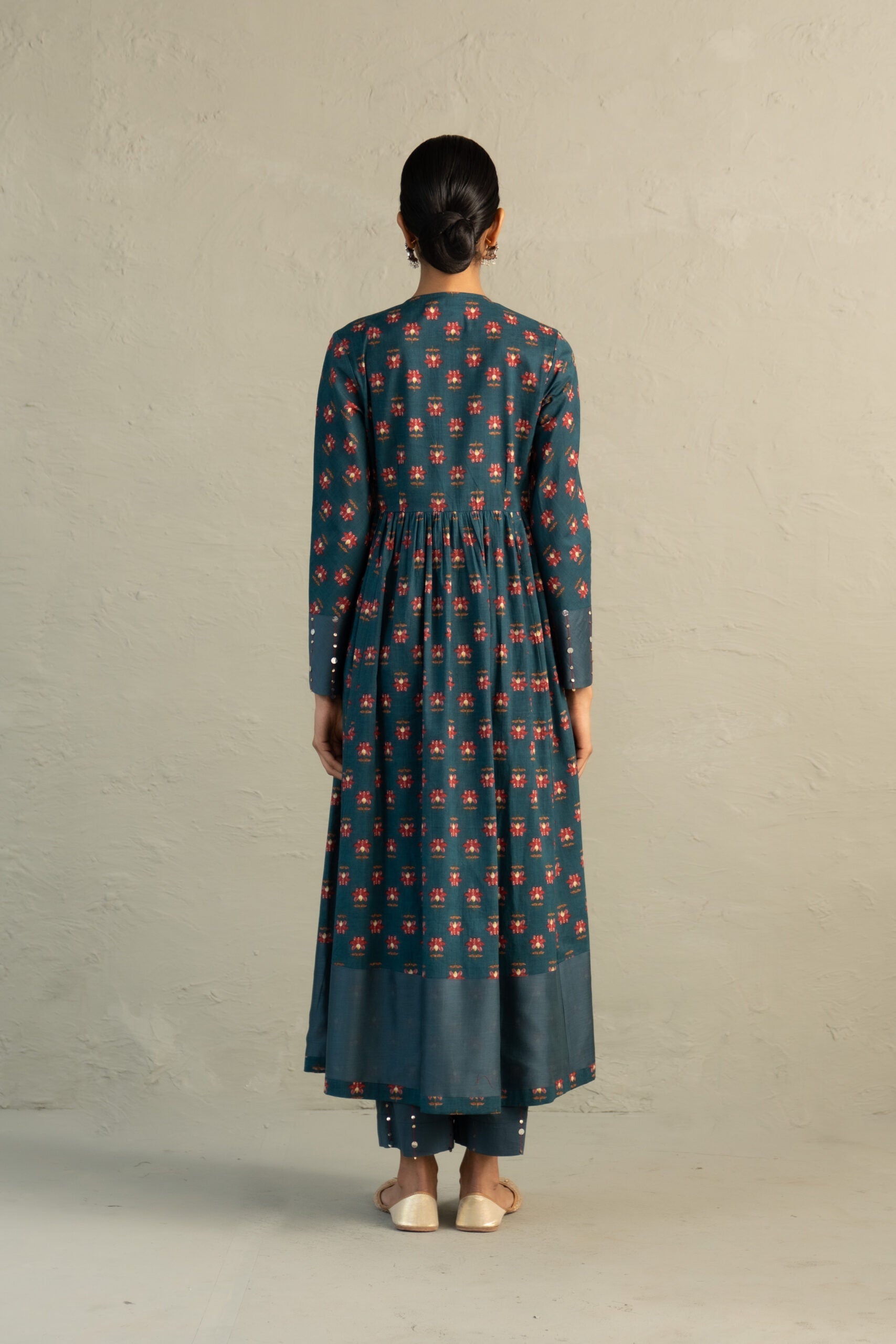Teal Phool Dori Anarkali Set