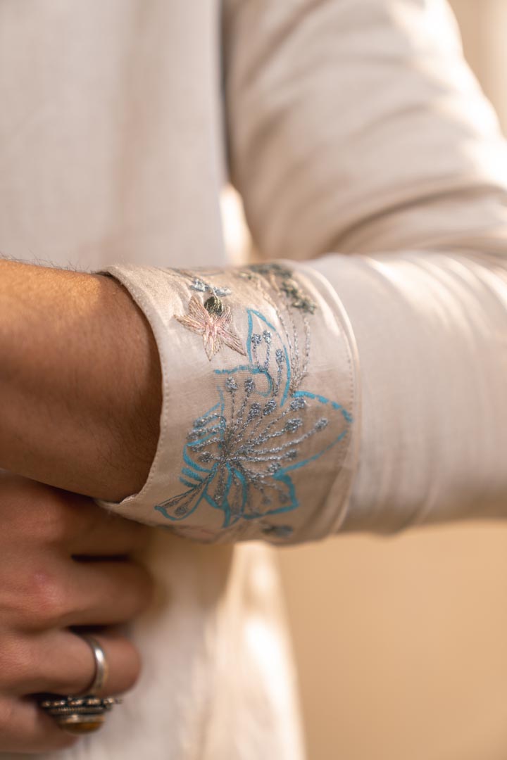 Silver veil linen silk kurta set